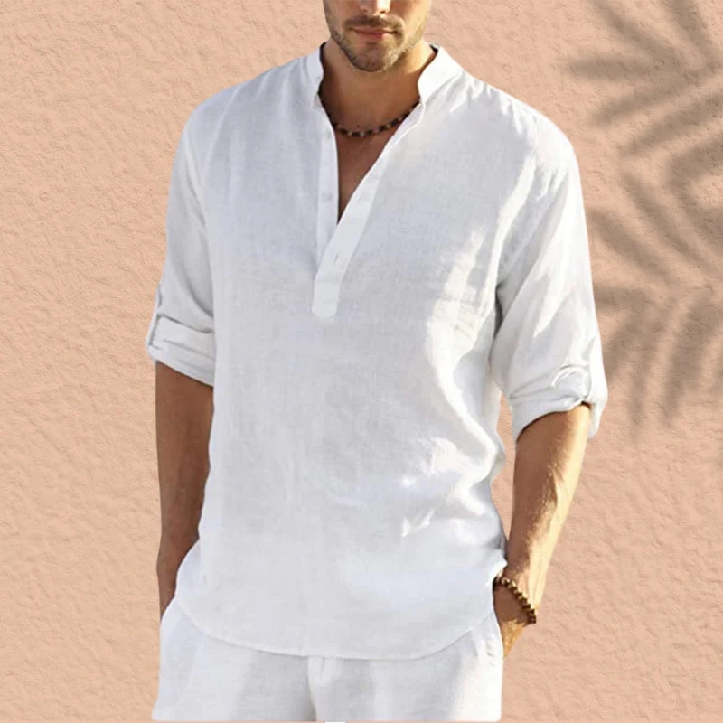 Abdeslam - Camicia Casual In Lino A Maniche Lunghe - Image 2