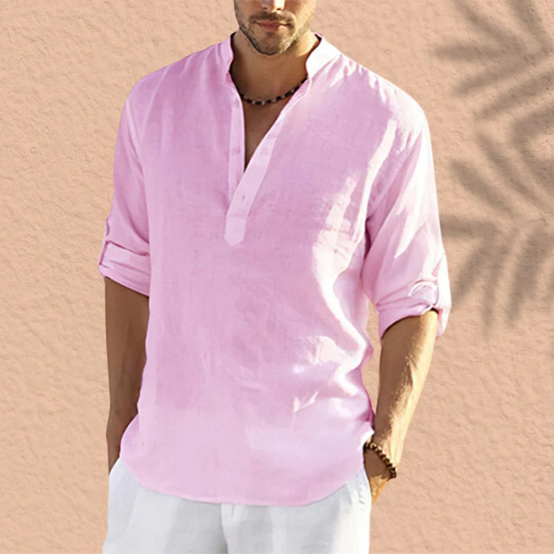 Abdeslam - Camicia Casual In Lino A Maniche Lunghe - Image 4
