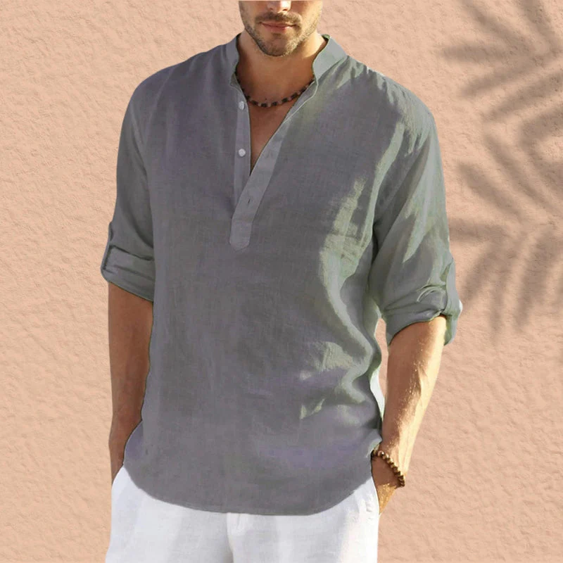 Abdeslam - Camicia Casual In Lino A Maniche Lunghe - Image 6
