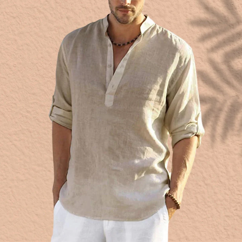 Abdeslam - Camicia Casual In Lino A Maniche Lunghe - Image 7