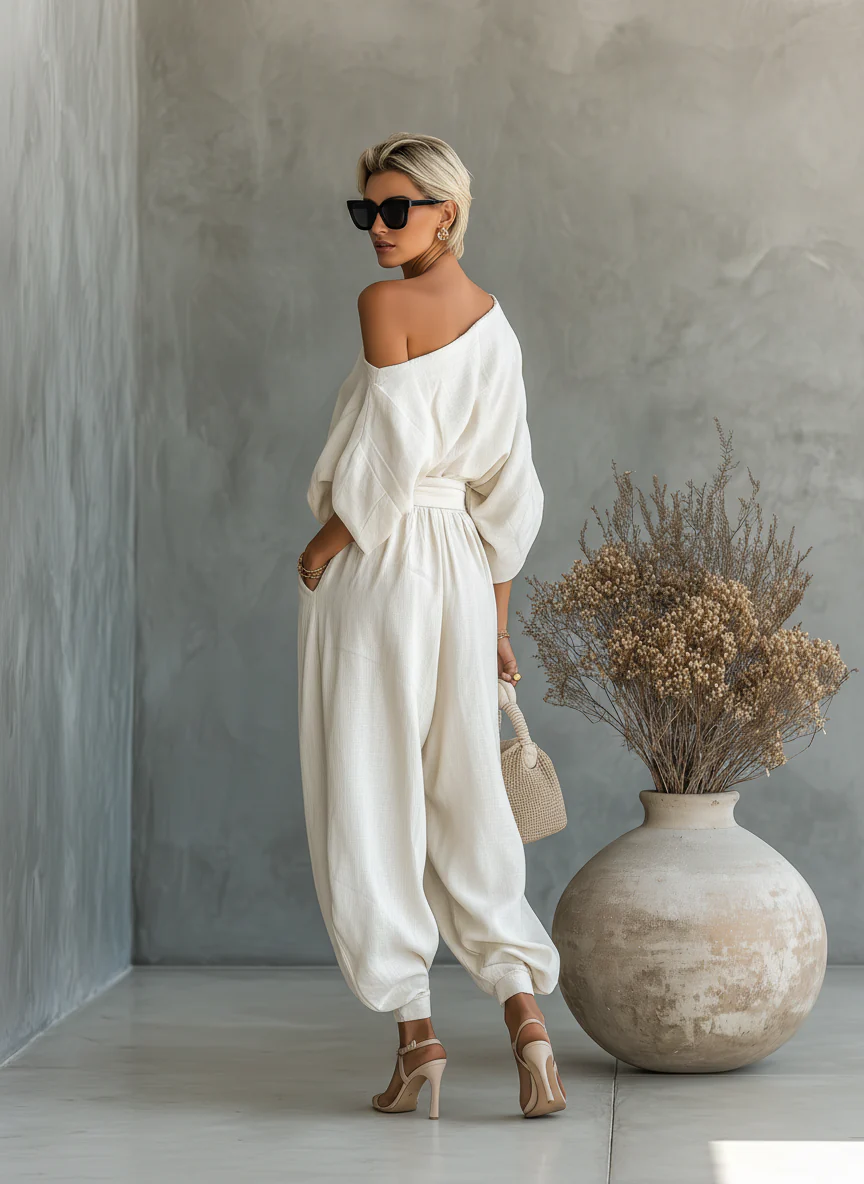 Abira - Set Composto Da Top Con Spalle Scoperte e Pantaloni Larghi - Image 5