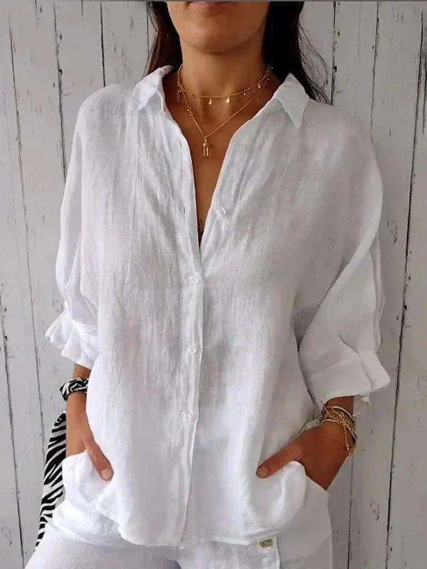 Aelita - Camicia Casual in Cotone e Lino