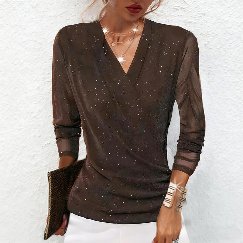 Agnese - Elegante Camicetta Con Maniche Lunghe e Scollo a V - Image 4