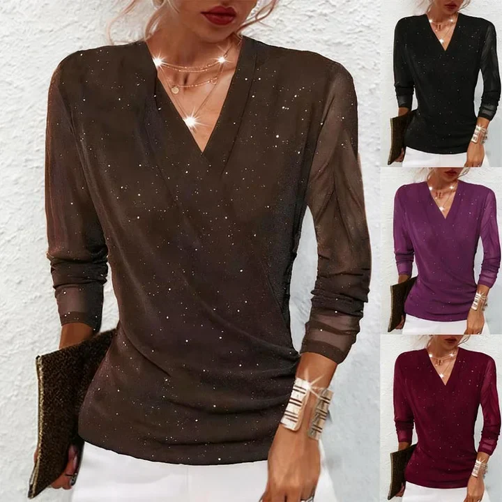 Agnese - Elegante Camicetta Con Maniche Lunghe e Scollo a V - Image 6