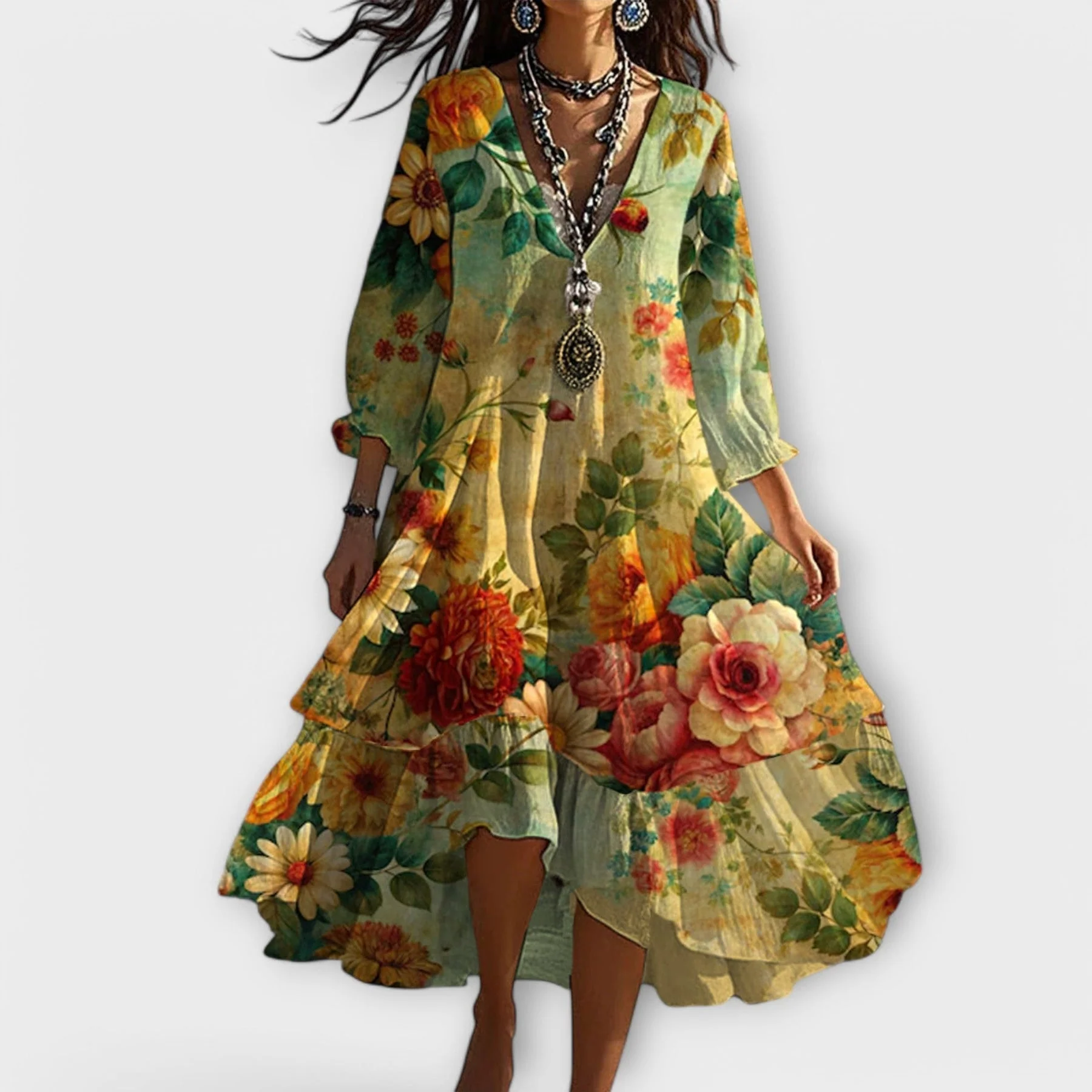 Aida - Vestito Midi Elegante Con Stampa Floreale - Image 2