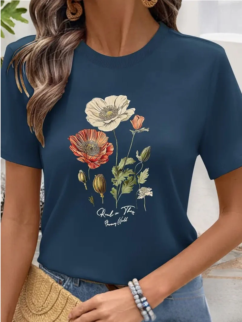 Aimilia - Elegante Maglietta A Maniche Corte Con Stampa Floreale - Image 5