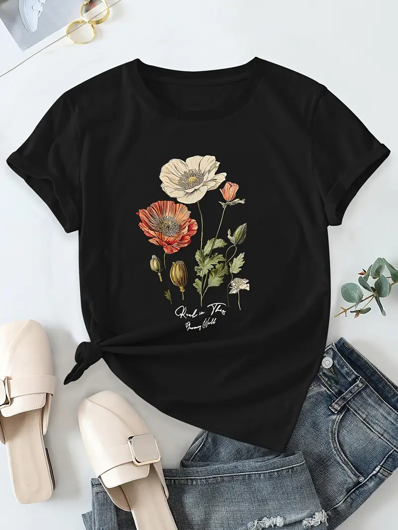 Aimilia - Elegante Maglietta A Maniche Corte Con Stampa Floreale - Image 7