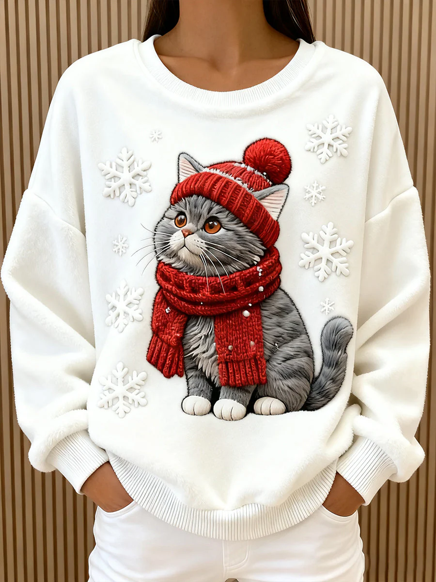 Aino - Maglione Natalizio Con Gatto Di Peluche - Image 2