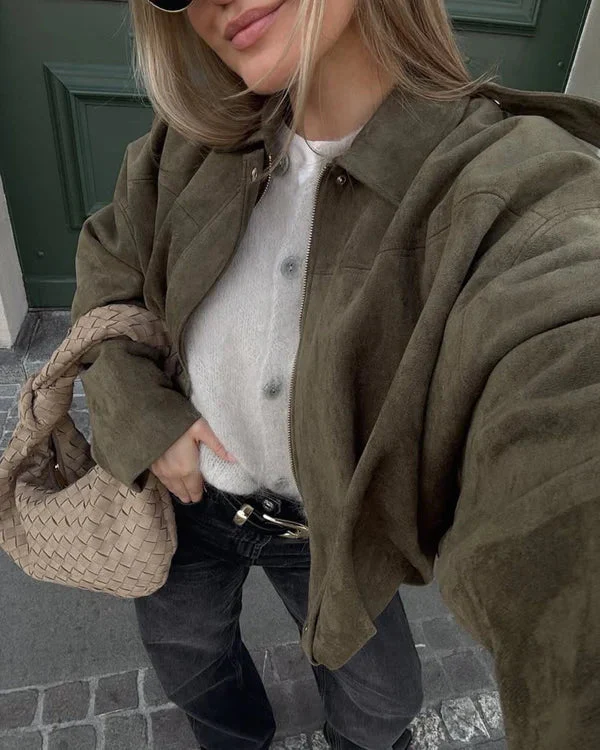 Alena - Giacca Bomber in Pelle Scamosciata - Image 5