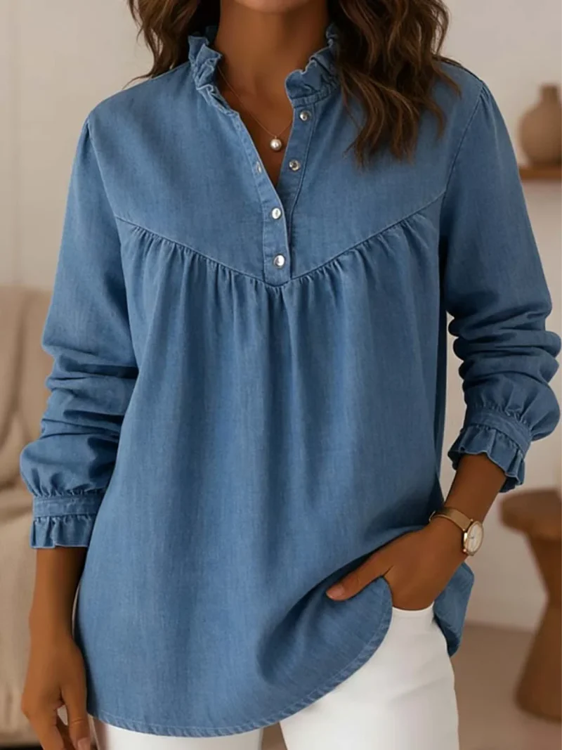 Aleska - Camicetta in denim con bottoni