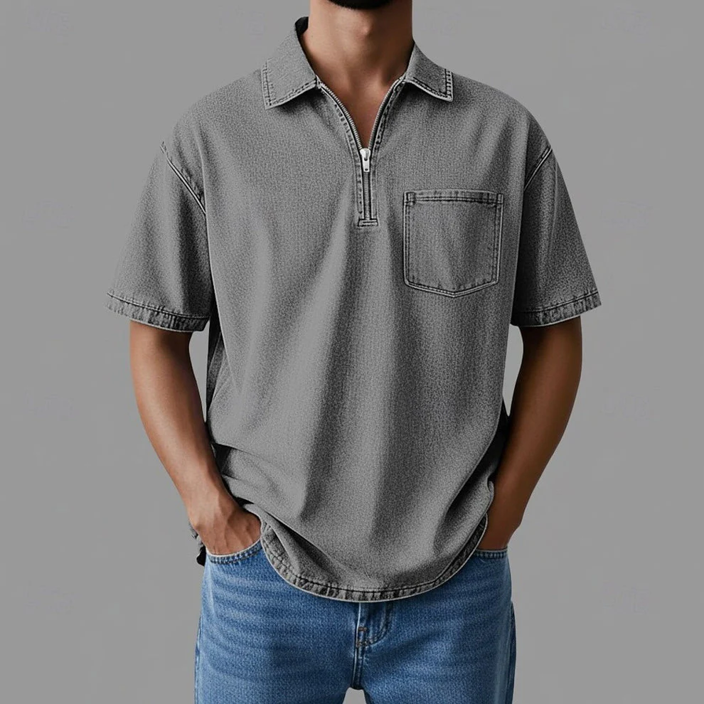 Alhan - Camicia Con zip DenimCore