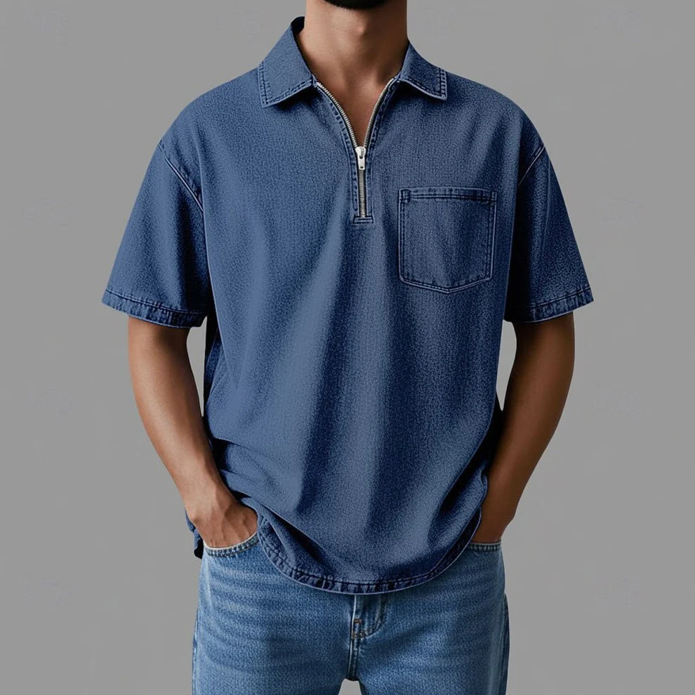 Alhan - Camicia Con zip DenimCore - Image 2