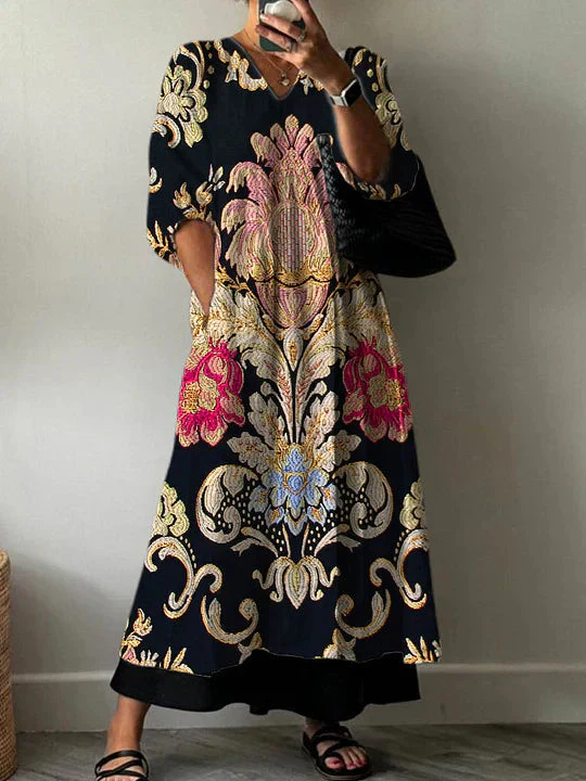 Alizah - Abito Con Stampa Floreale e Scollo a V