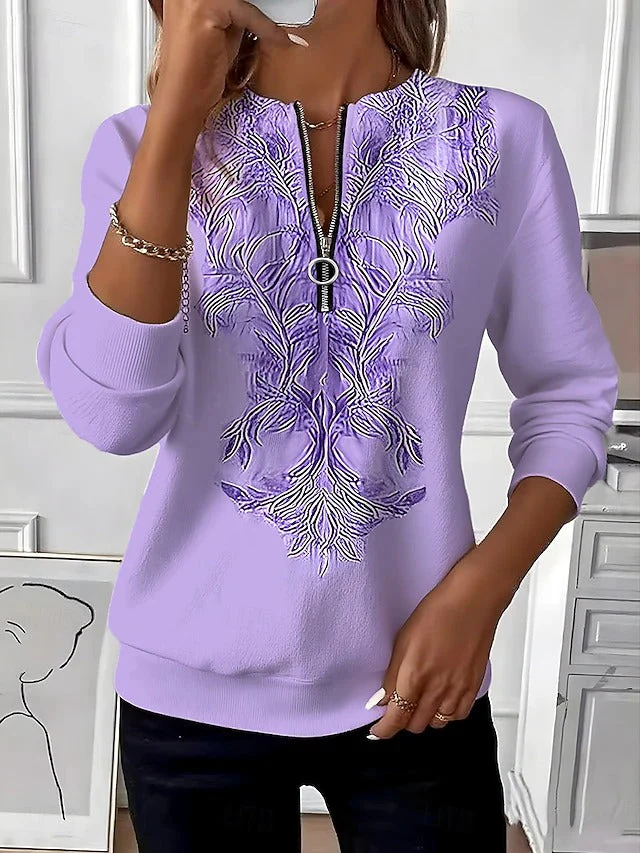 Alvilda - Elegante Maglione Ricamato Con Mezza Zip - Image 2