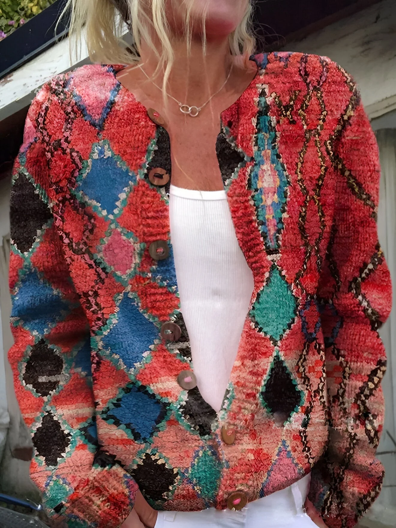 Alvimia - Elegante Cardigan Floreale Lavorato a Maglia - Image 7