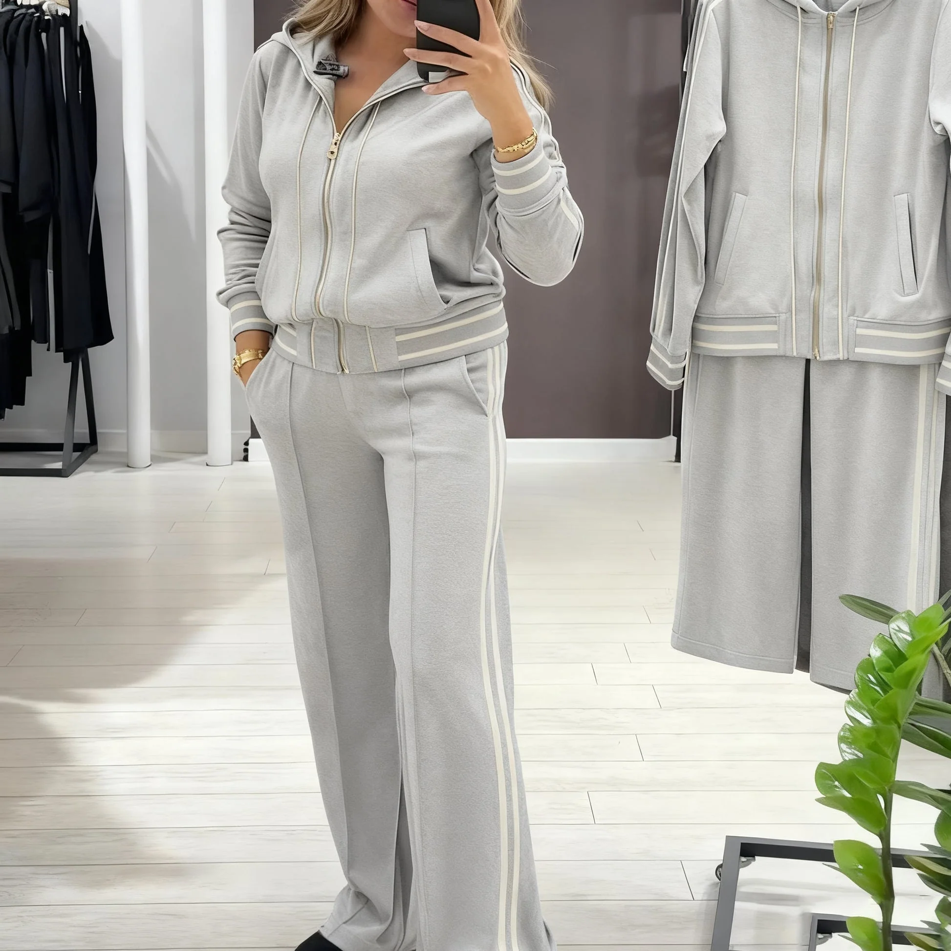 Alyn - Giacca Con Zip E Pantaloni A Gamba Larga - Image 3