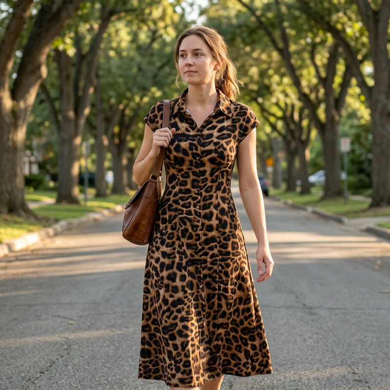 Ameerah - Elegante Abito Con Stampa Leopardata - Image 2