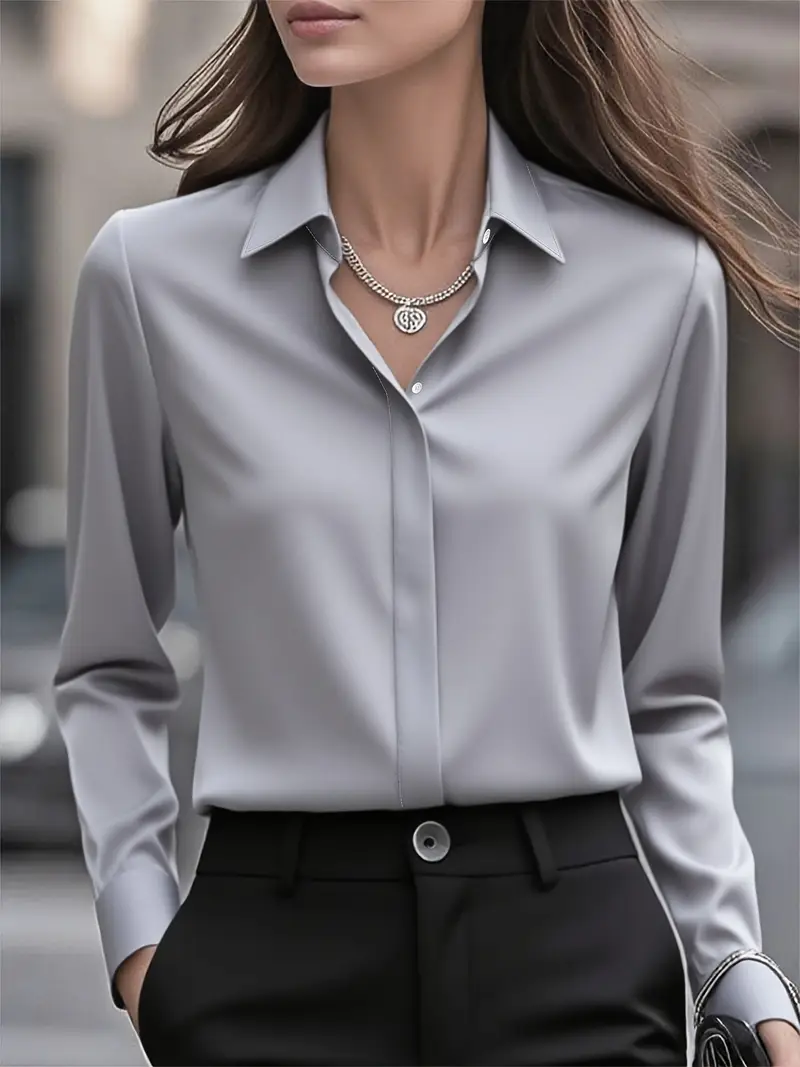 Amiliana - Elegante Camicia a Maniche Lunghe ConBottoni - Image 4