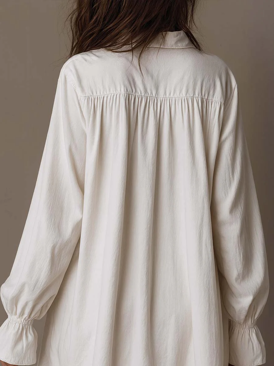 Amparo - Abito camicia a Maniche Lunghe con orlo Irregolare - Image 4