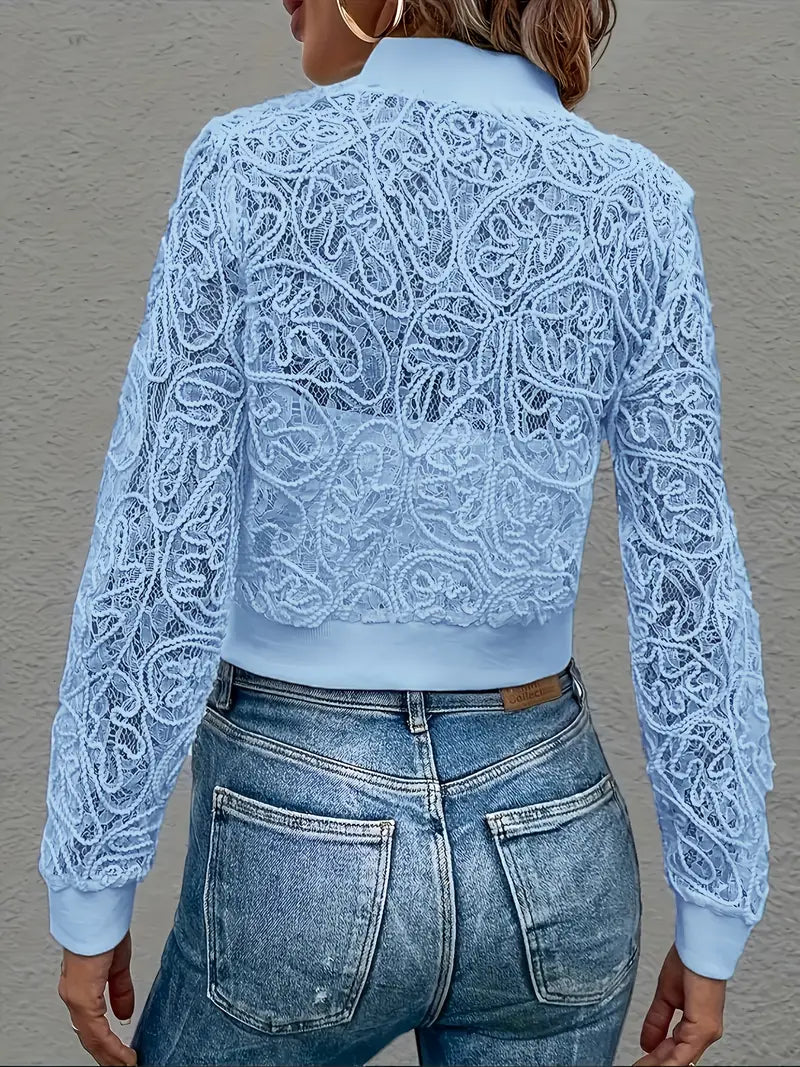 Andrina - Elegante Giacca Corta In Pizzo Con zip - Image 8