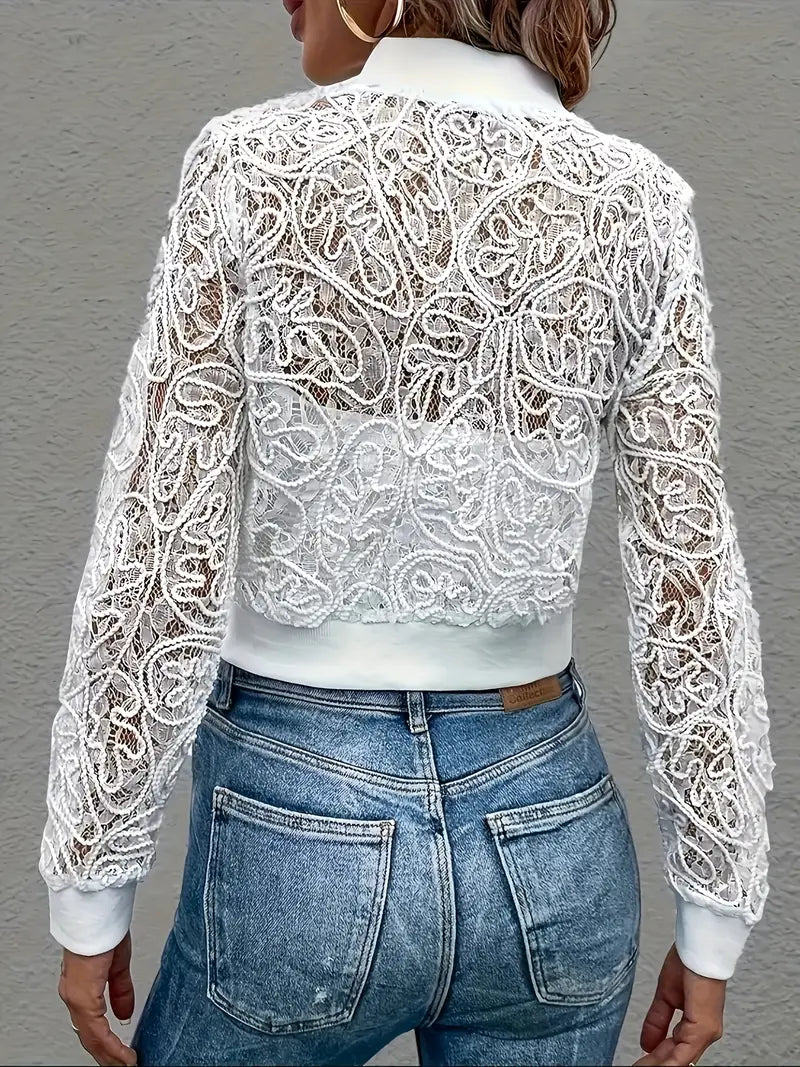 Andrina - Elegante Giacca Corta In Pizzo Con zip - Image 9