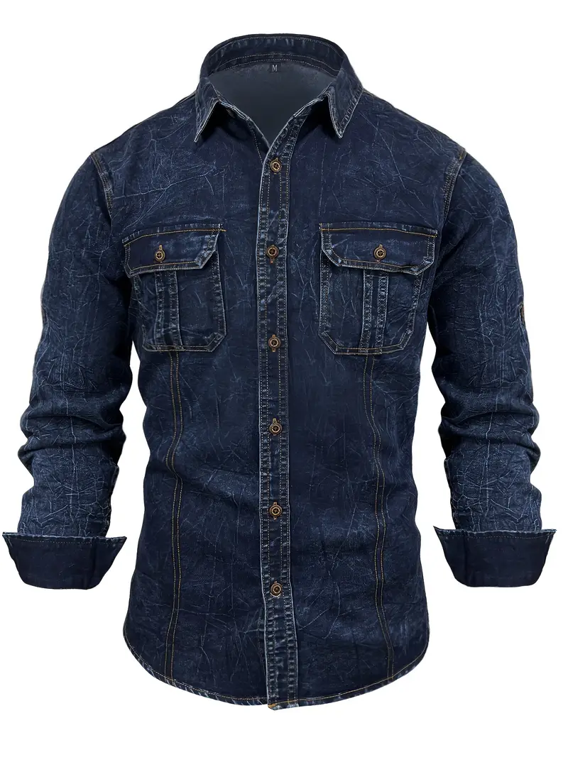 Angelo - Camicia In Denim Con Tasche Frontali Con Bottoni - Image 6