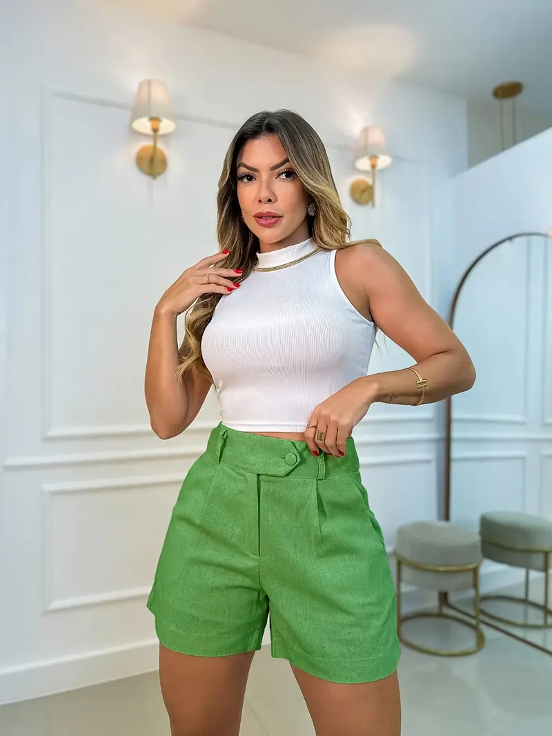 Annora - Pantaloncini Casuale a Vita Alta Con Bottoni - Image 15