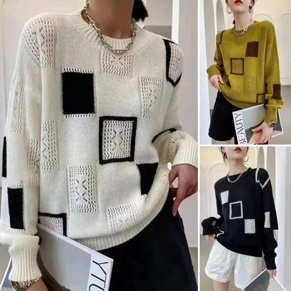Annouska - Maglione Lavorato a Maglia Con Motivo a Blocchi - Image 4