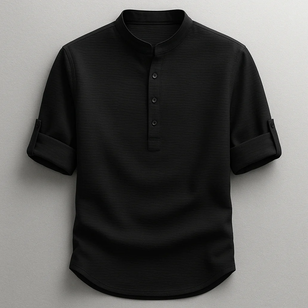 Antero - Camicia a Maniche Lunghe Con Collo Henley - Image 2
