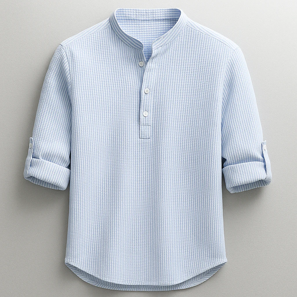 Antero - Camicia a Maniche Lunghe Con Collo Henley - Image 3