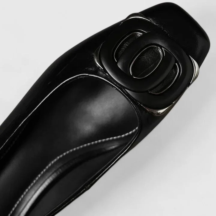 Antia - Eleganti Ballerine Con Punta Quadrata Fibbia e Tacco Basso - Image 4