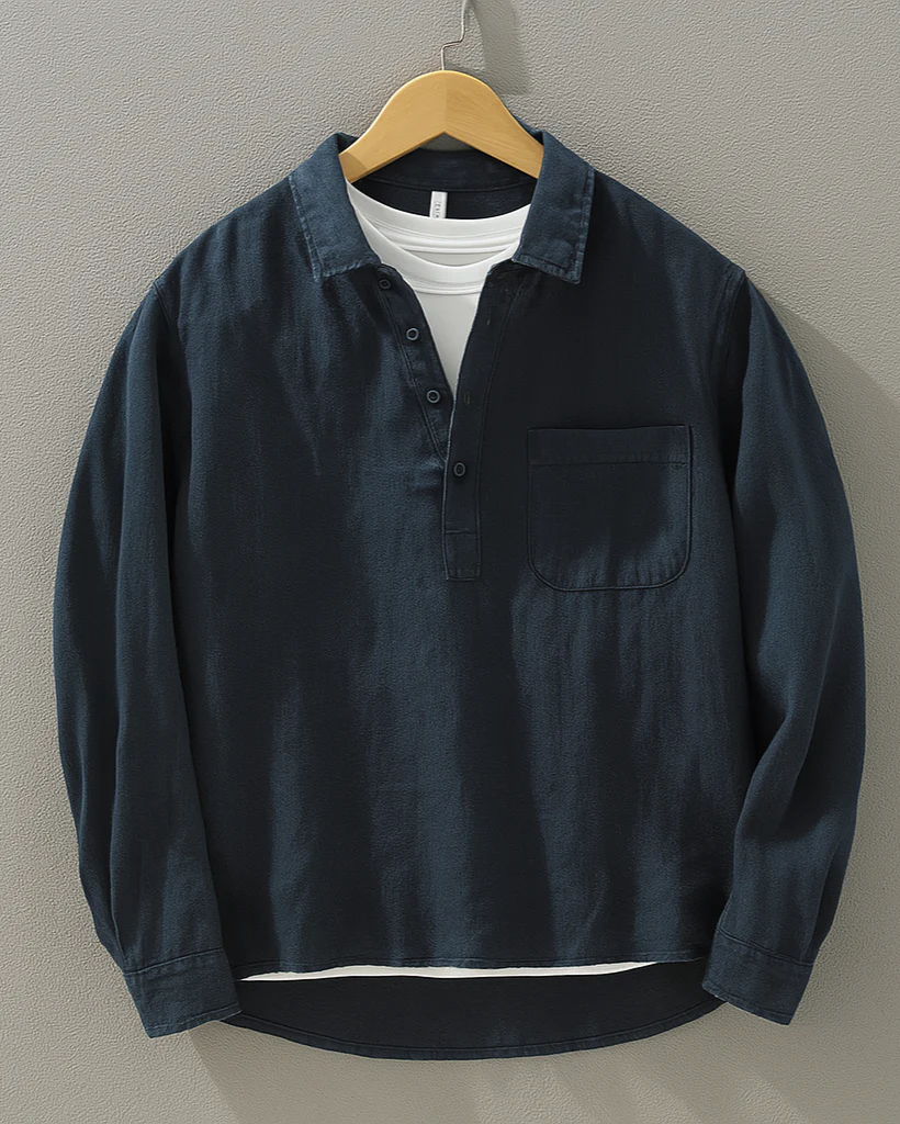 Antuan - Comoda Camicia a Maniche Lunghe Con Tasca Frontale