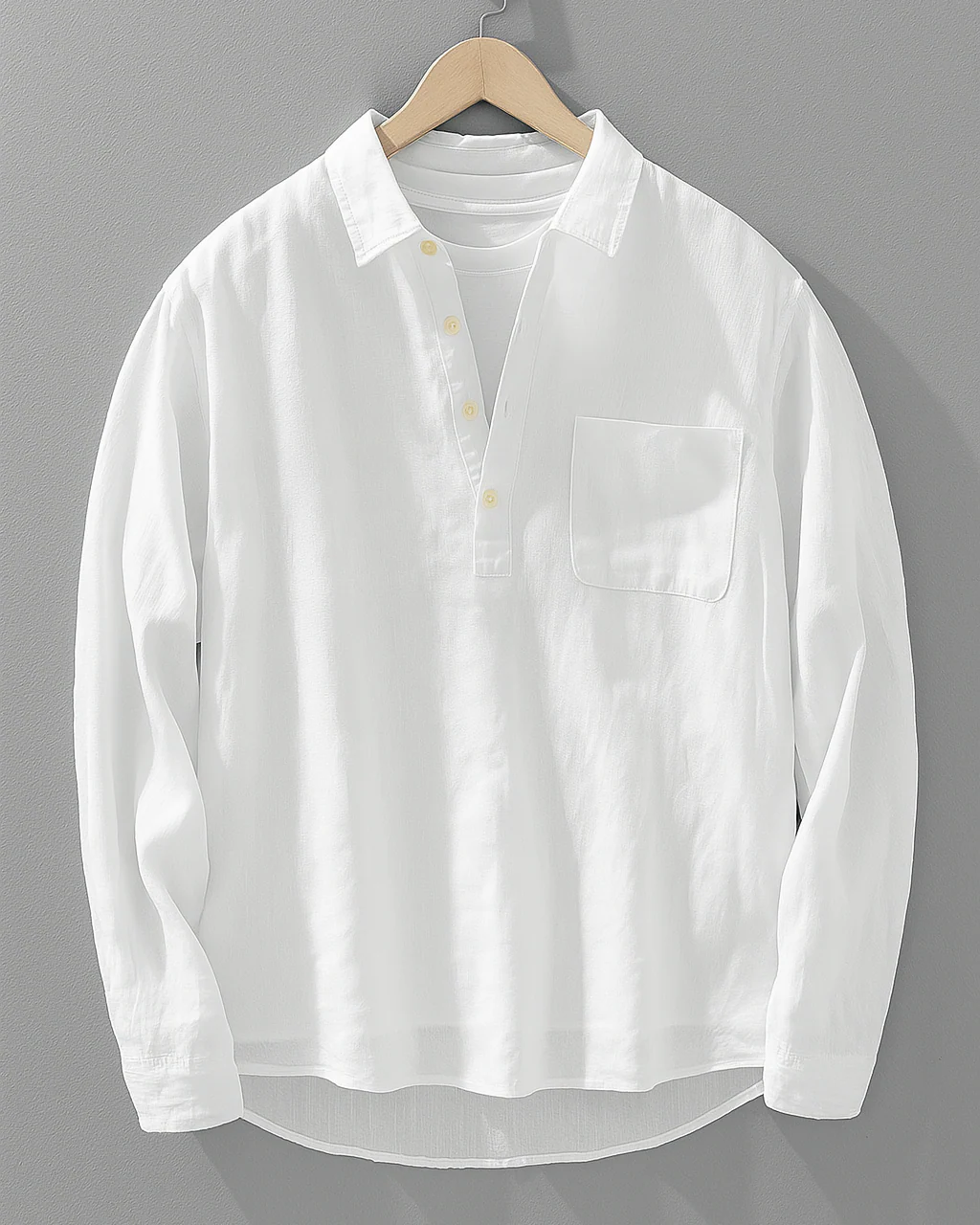 Antuan - Comoda Camicia a Maniche Lunghe Con Tasca Frontale - Image 2
