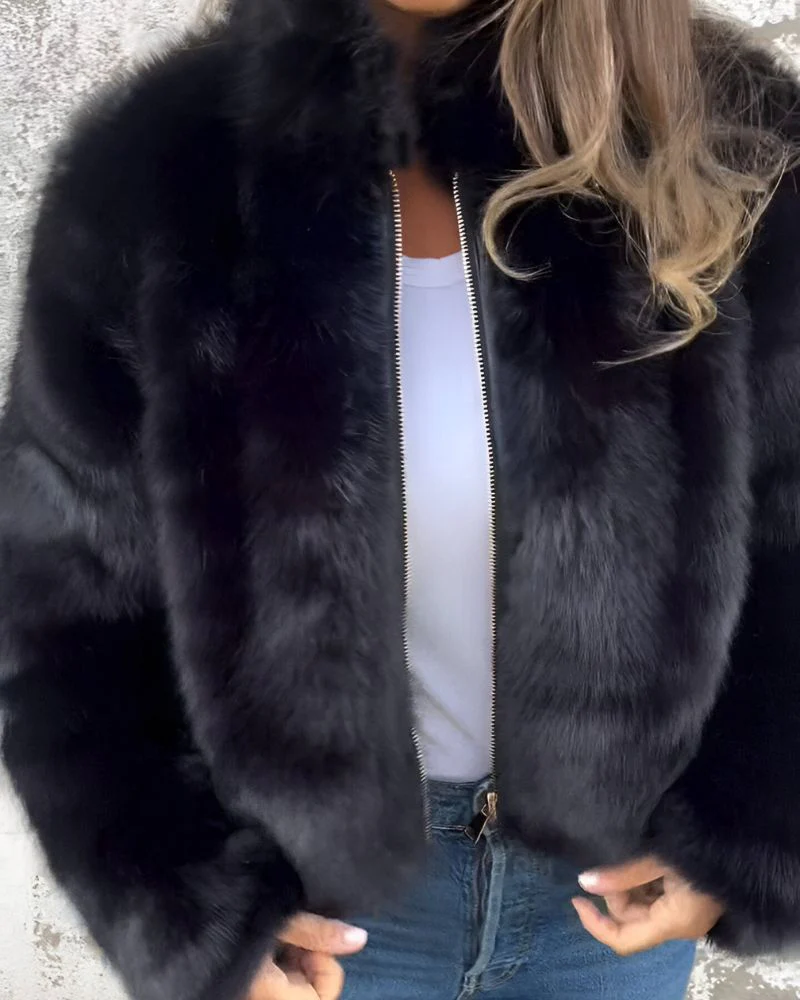 Arbel - Elegante Giacca Con Collo Alto in Pelliccia - Image 2