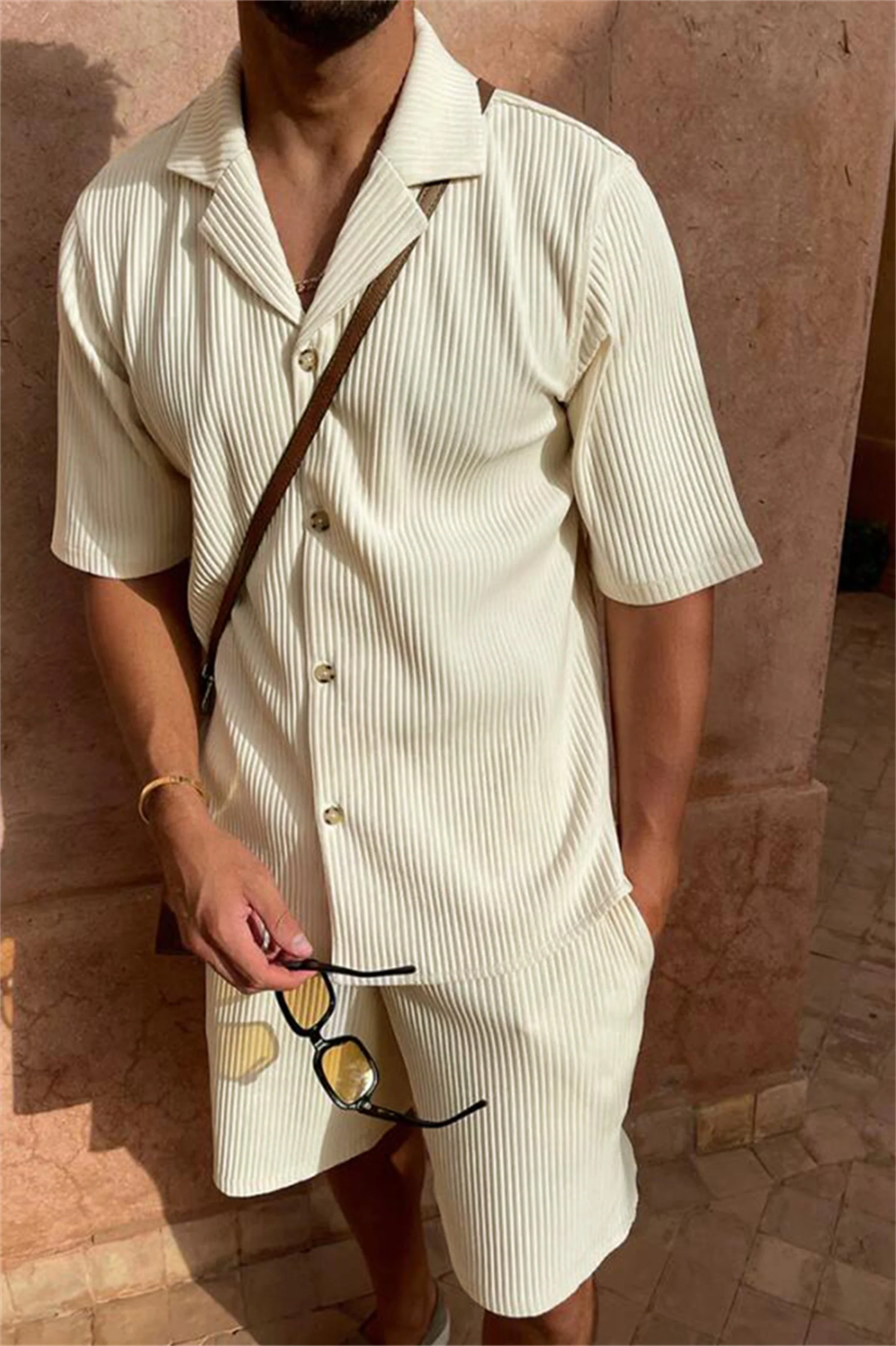 Ardian - Settato Camicia E Pantaloncini A Maniche Corte In Velluto A Coste - Image 7