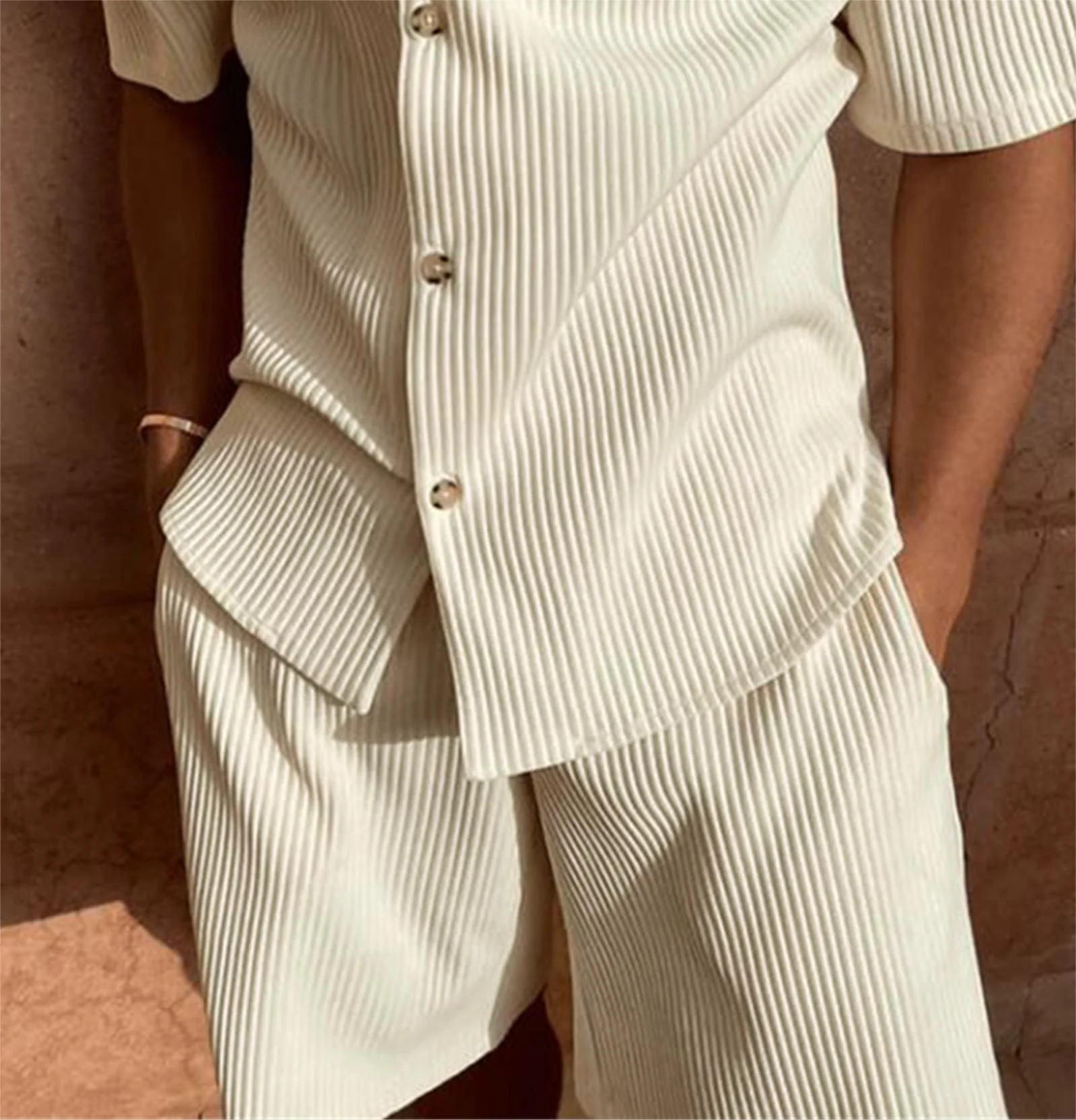 Ardian - Settato Camicia E Pantaloncini A Maniche Corte In Velluto A Coste - Image 9