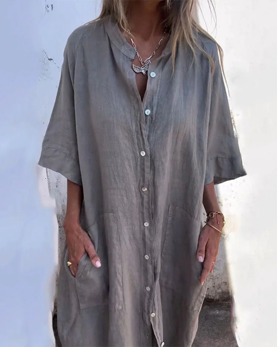 Areti - Elegante Abito A Camicia A Maniche Corte - Image 4