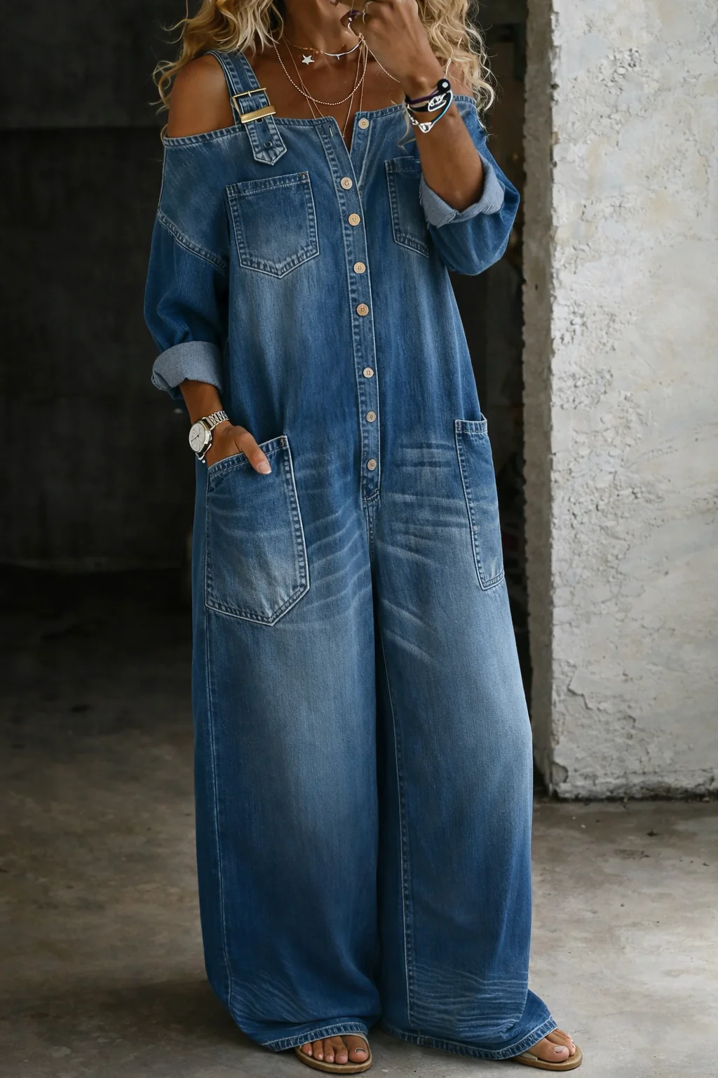 Armas - Tuta in Denim Con Spalle Scoperte - Image 3