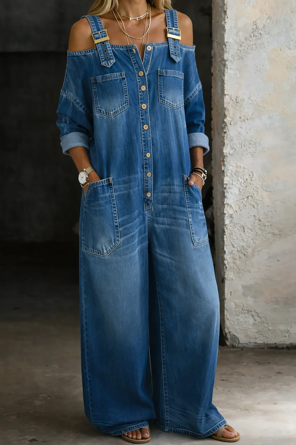 Armas - Tuta in Denim Con Spalle Scoperte - Image 4