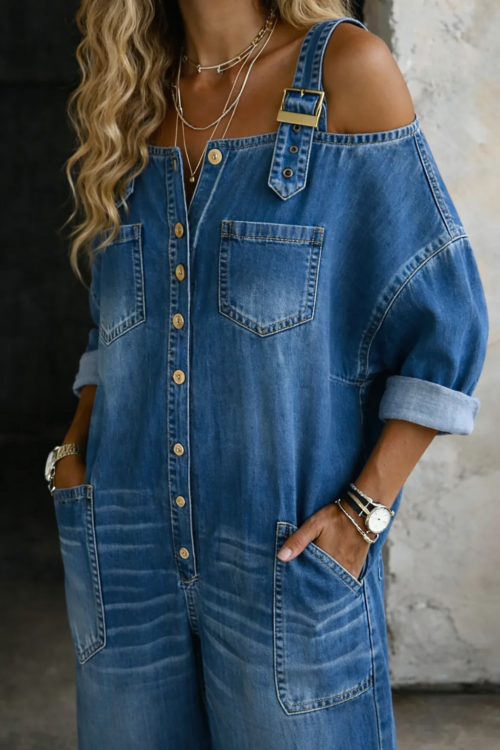 Armas - Tuta in Denim Con Spalle Scoperte - Image 5