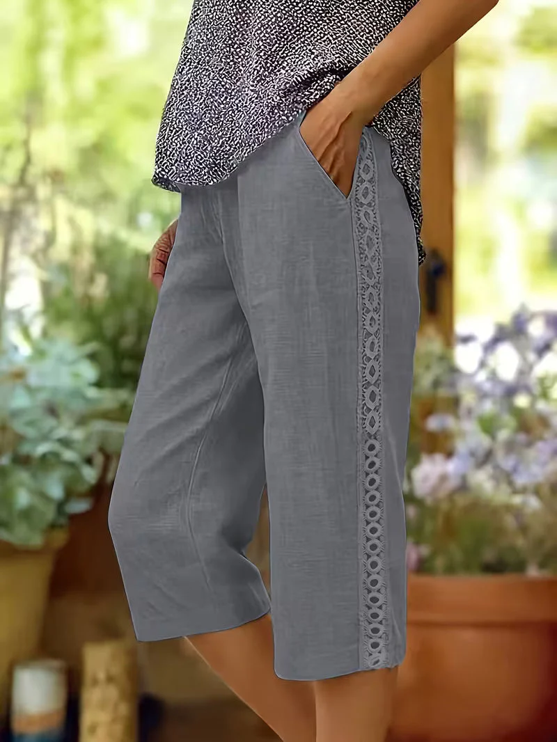 Arnisa - Comodi Pantaloni Estivi Con Tasche Laterali in Pizzo - Image 4