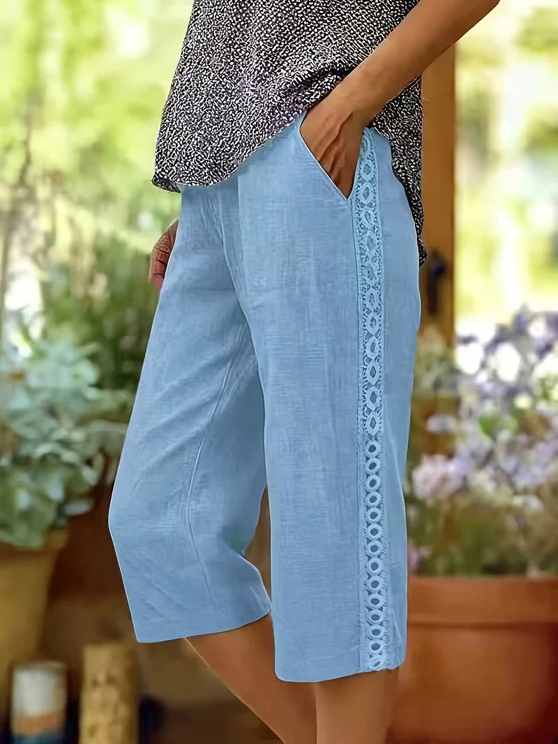 Arnisa - Comodi Pantaloni Estivi Con Tasche Laterali in Pizzo - Image 5