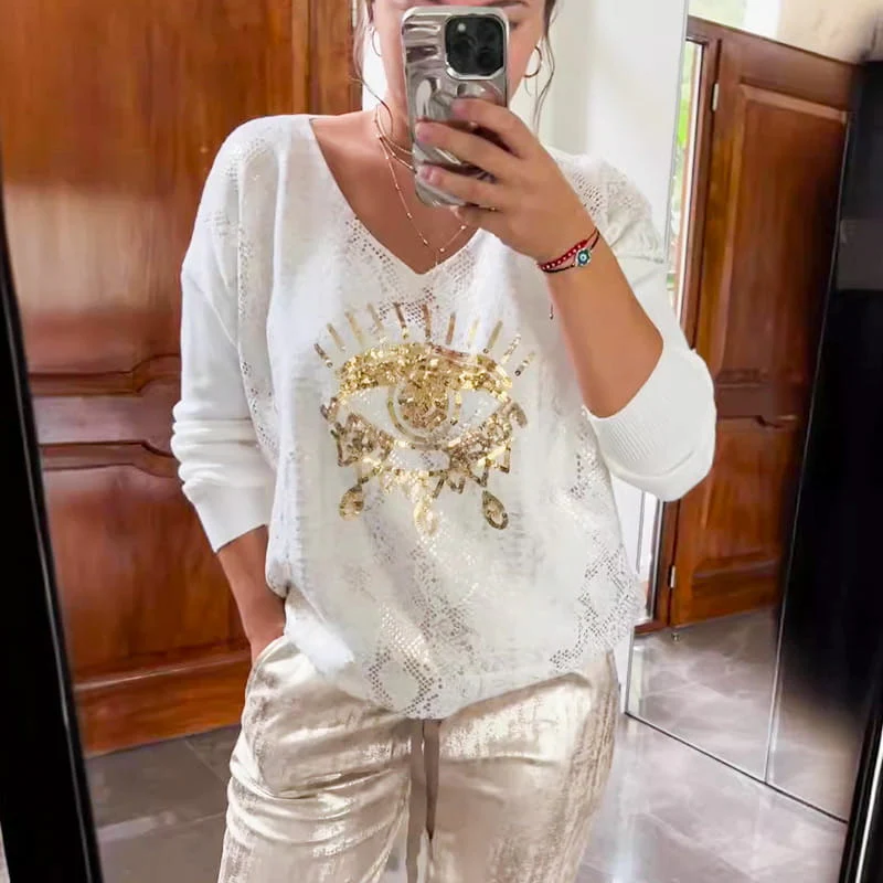 Ashley - Top e Pantaloni in Paillettes Con Occhio Del Diavolo - Image 7