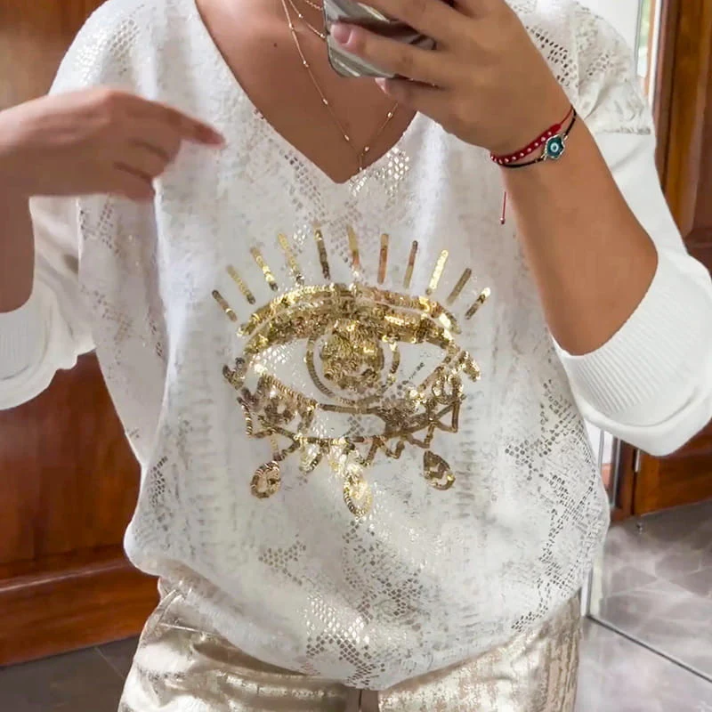 Ashley - Top e Pantaloni in Paillettes Con Occhio Del Diavolo - Image 8