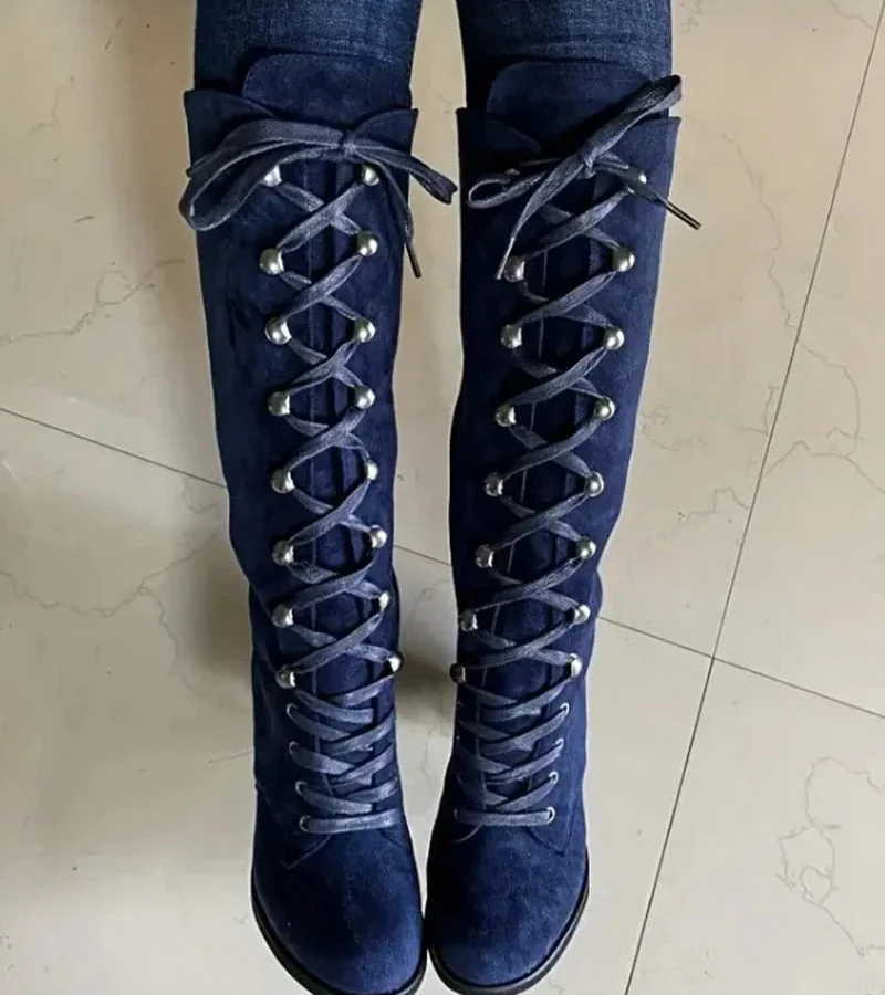 Asmita - Stivali Stringati Con Tacco Ato In Pelle Scamosciata - Image 8