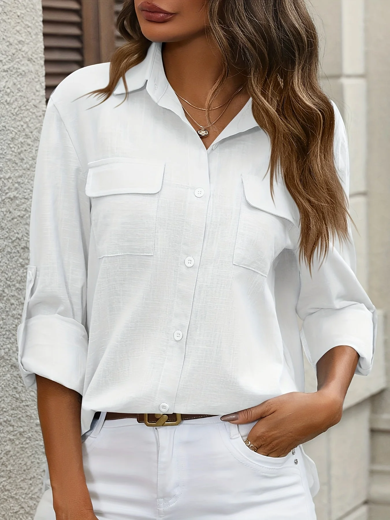 Athena - Camicia In Cotone Con Tasche Frontali - Image 10