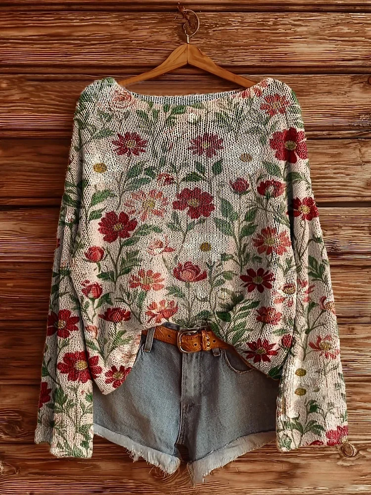 Audrina - Maglione Girocollo Con Stampa Floreale