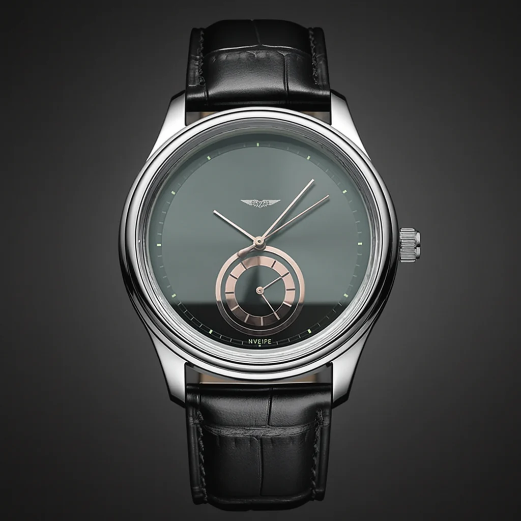 AurexTime - Orologio Classico In Pelle Con Quadrante Bicolore Dorato