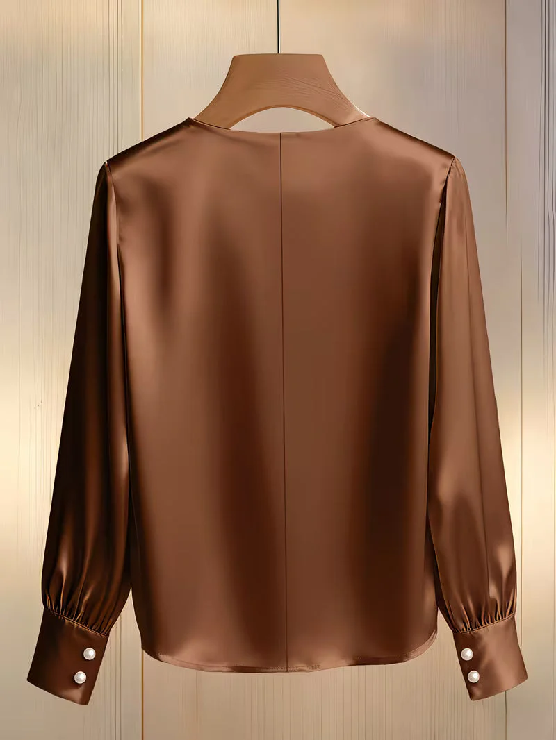 Avinaya - Elegante Camicia a Maniche Lunghe Con Collo Rotondo e Perle - Image 9