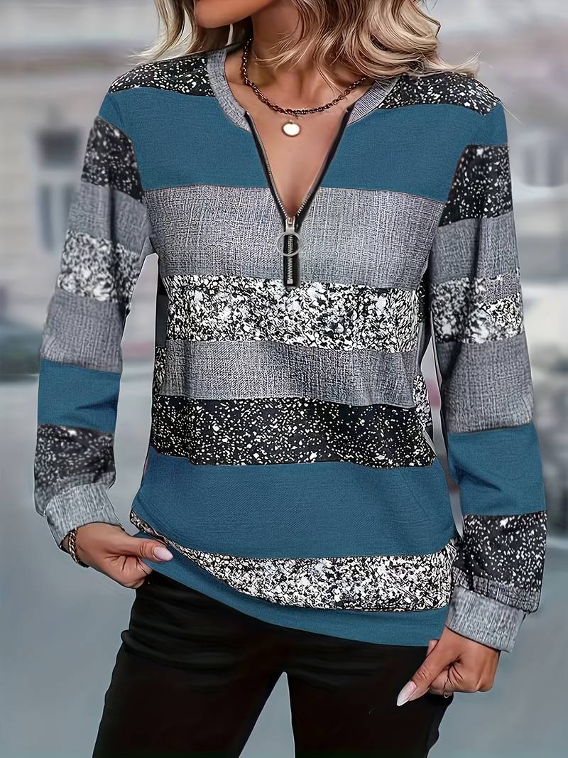Avital - Maglione Casual a Righe Con Cerniera - Image 4